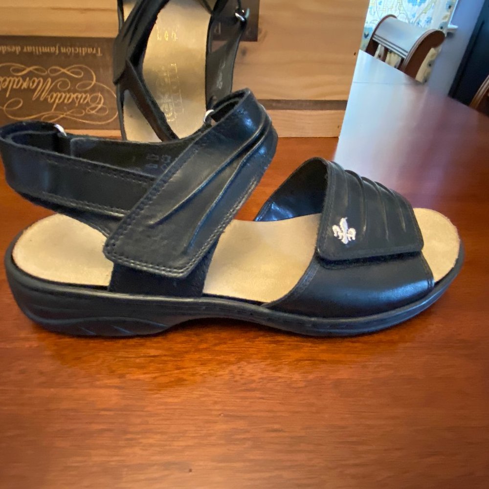 Rieker Women's Black Leather Adjustable Strap Sandals - Picture 6 of 16